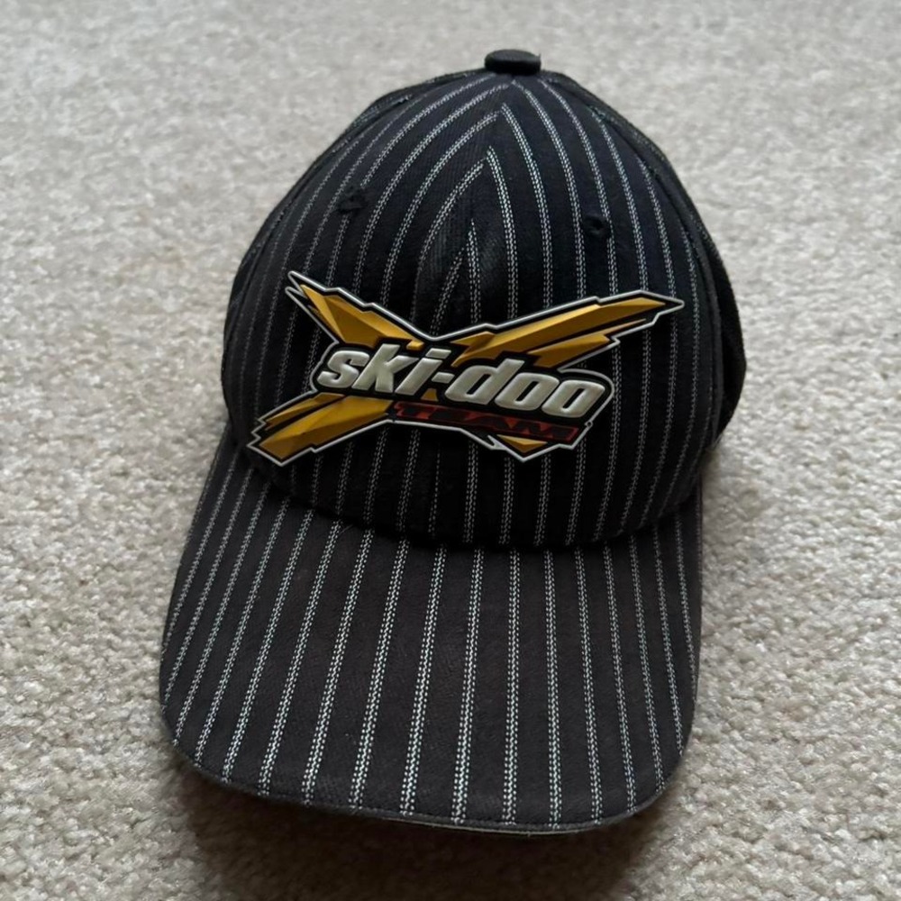 Ski-Doo Racing Striped Snapback Hat Sz L/XL Winter Sports‎ Vtg